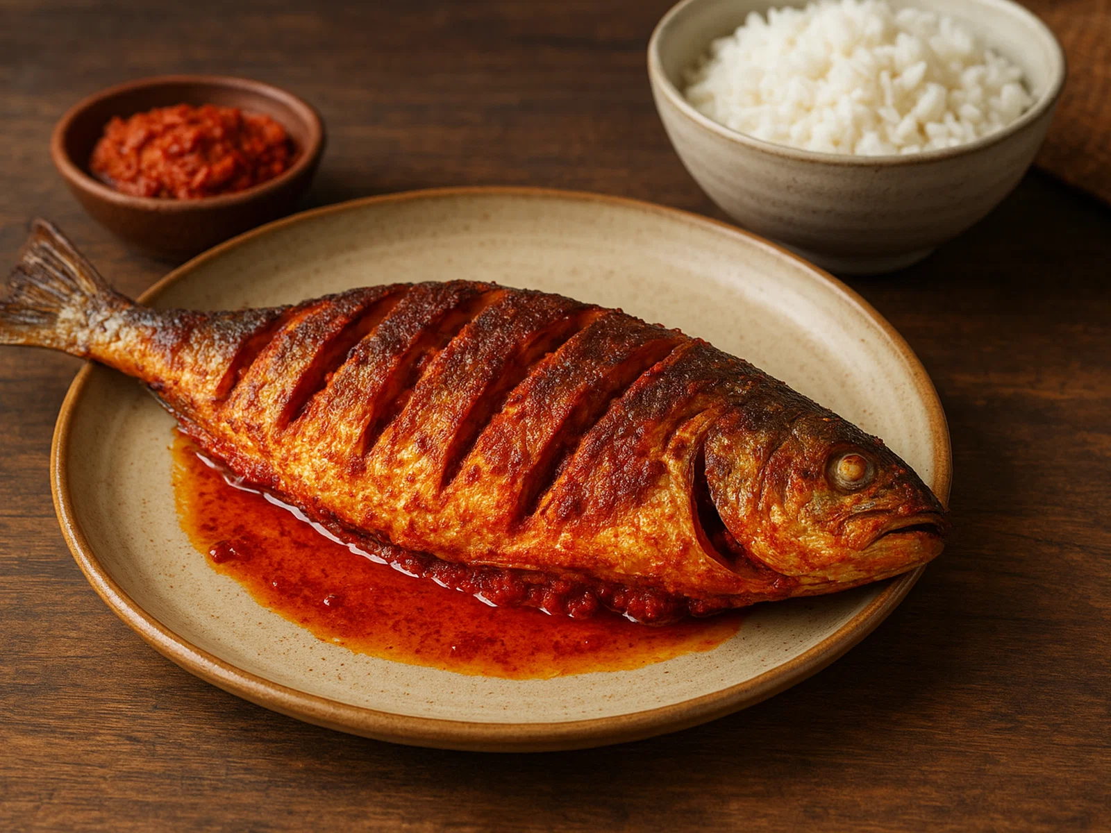 Goanischer Fish Recheado (gefüllter Fisch mit roter Gewürzpaste)