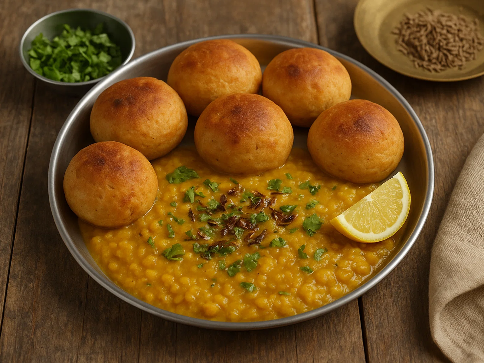 Dal Bafla – Gebackene Teigkugeln mit Linsen-Dal (Malwa-Stil)
