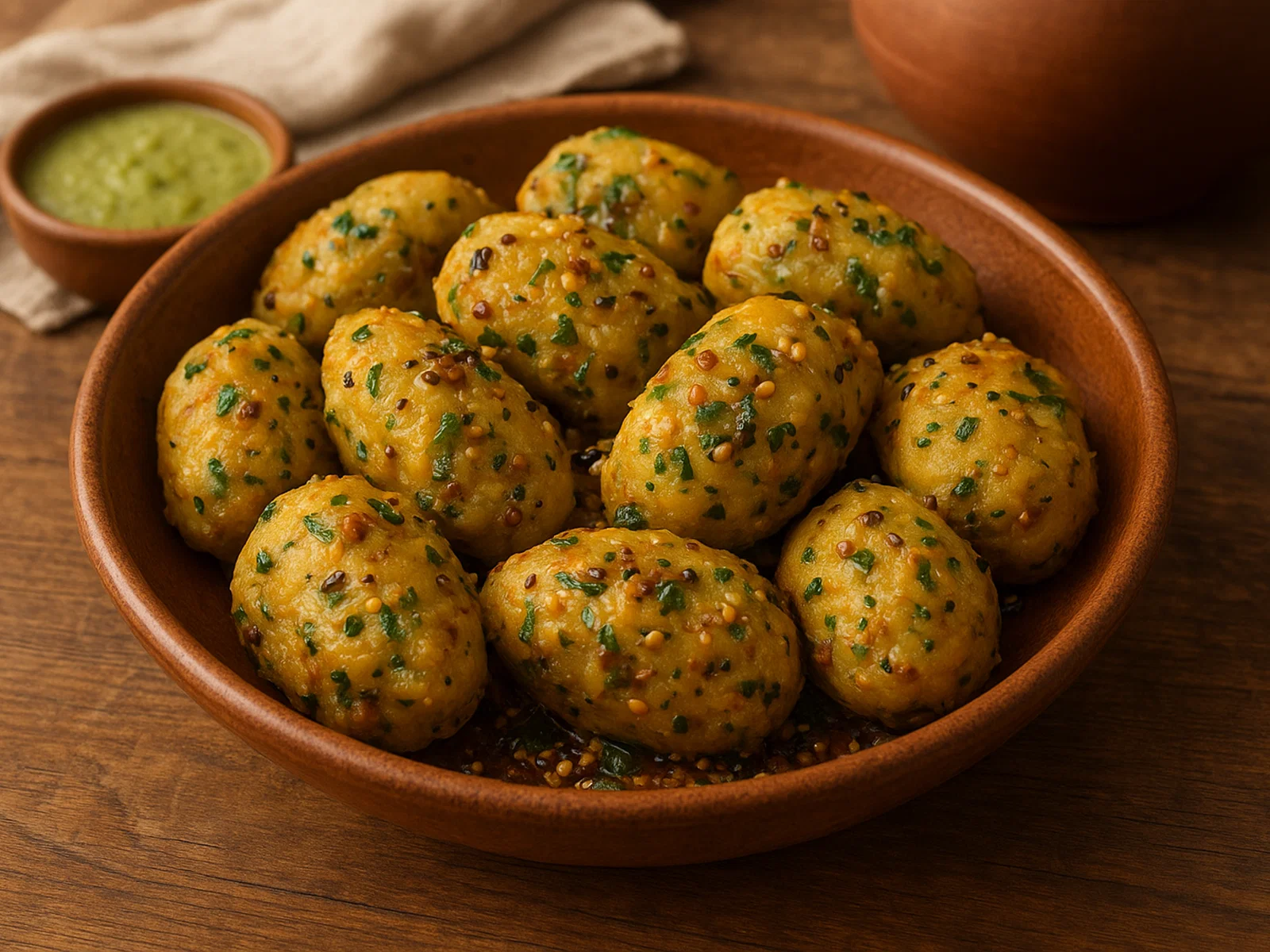 Muthia aus Chhattisgarh (gedämpfte Reismehl-Klößchen)