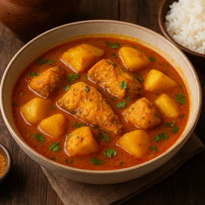 Macher Jhol – leichtes bengalisches Fischcurry mit Kartoffeln