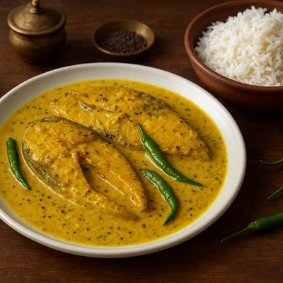 Shorshe Ilish – Hilsa-Fisch in Senfsoße