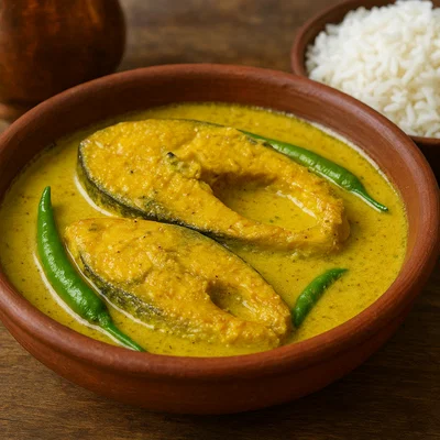 Bhapa Ilish – Gedämpfter Hilsa in Senf-Joghurt-Sauce