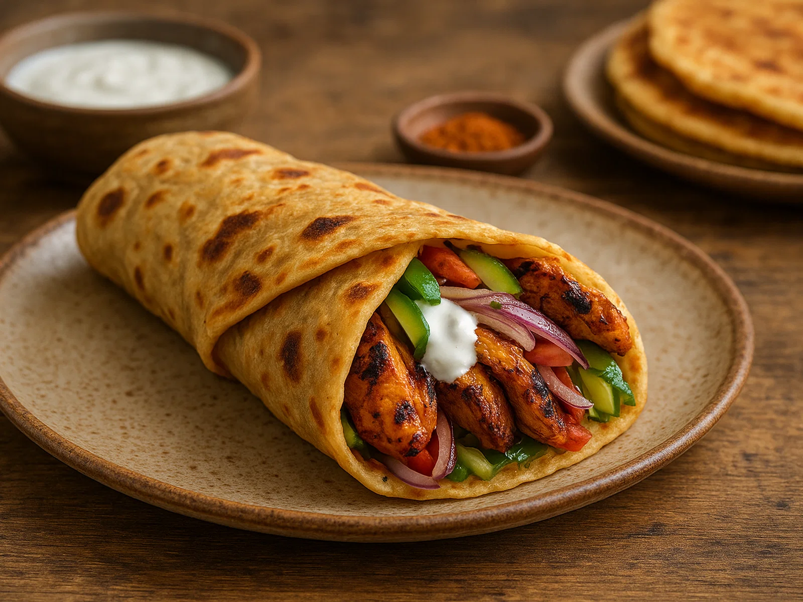 Kathi Roll mit gegrillter Hähnchenfüllung