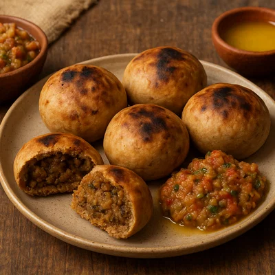 Litti Chokha – Gefüllte Weizenkugeln mit zerdrücktem Gemüse