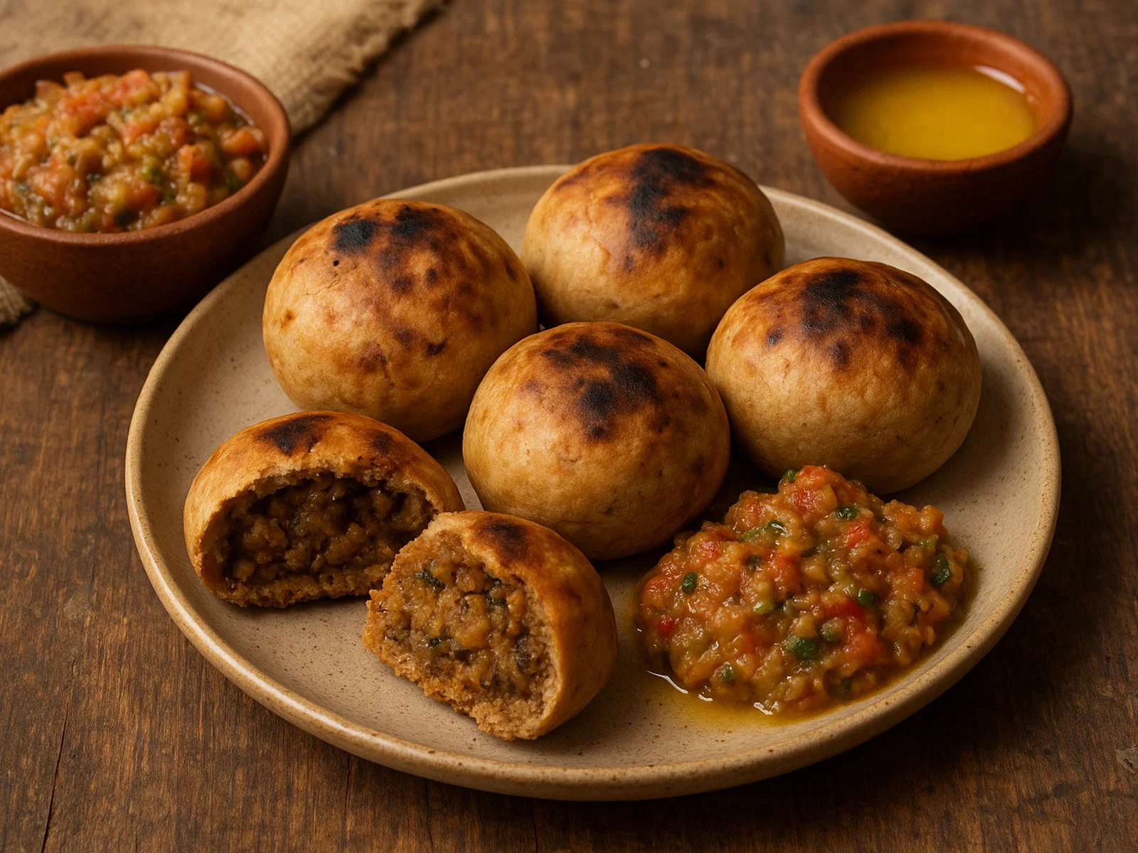 Litti Chokha – Gefüllte Weizenkugeln mit zerdrücktem Gemüse