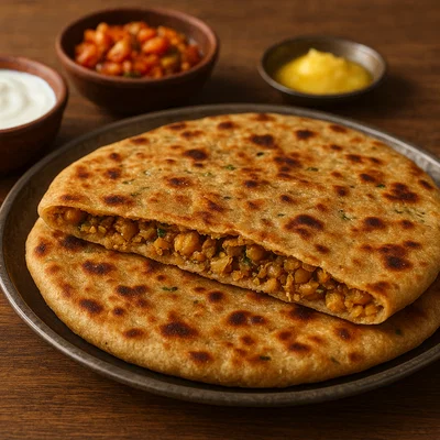 Sattu Paratha – gefülltes Fladenbrot mit geröstetem Kichererbsenmehl