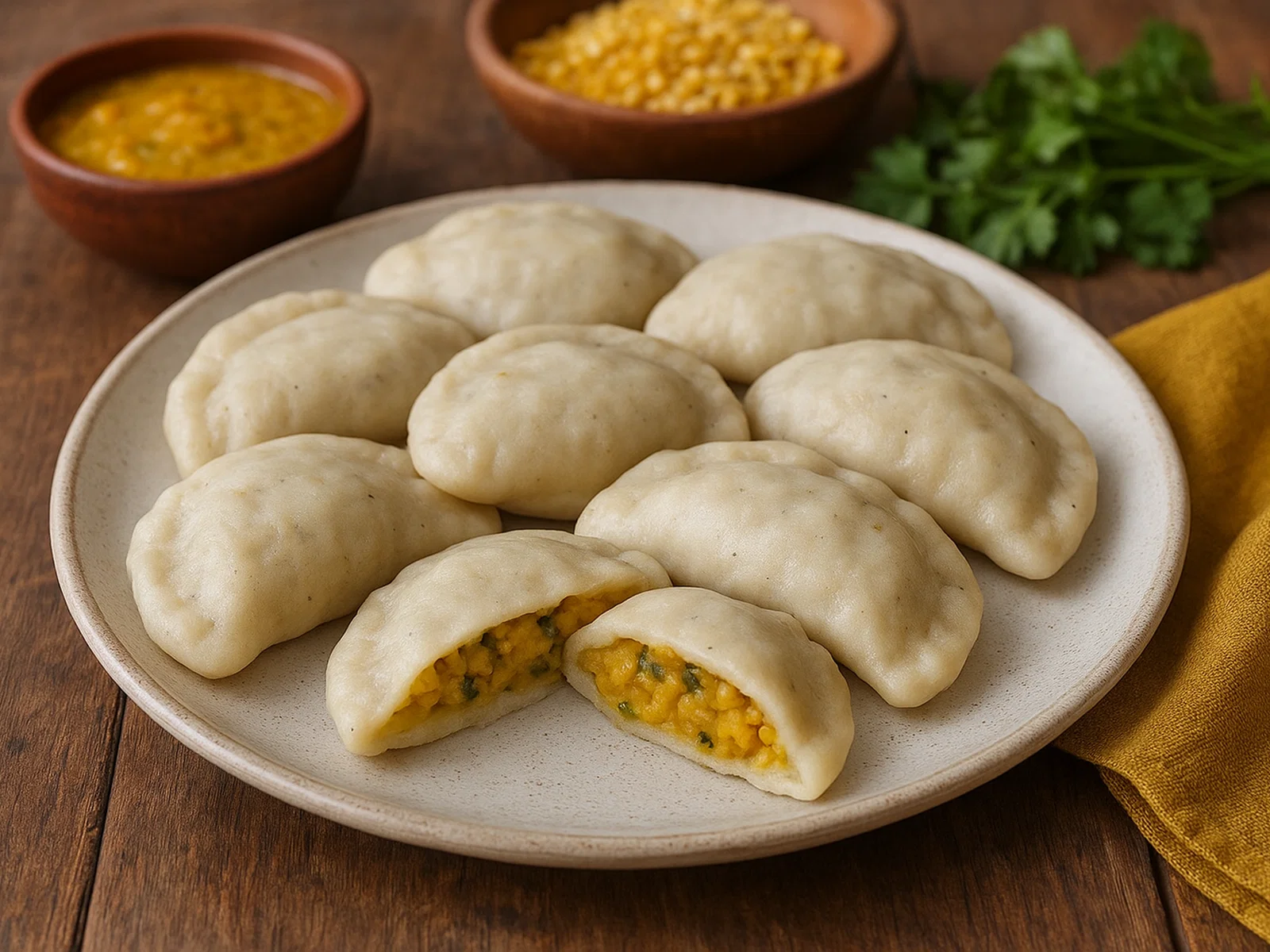 Dal Pitha – Gedämpfte Reismehl-Taschen mit Linsenfüllung