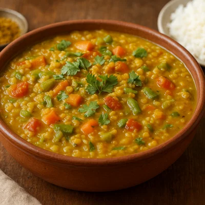 Dalma – Indisches Linsencurry mit Gemüse (ohne Zwiebel und Knoblauch)