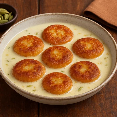 Rasabali – frittierte Käseküchlein in gesüßter Milch