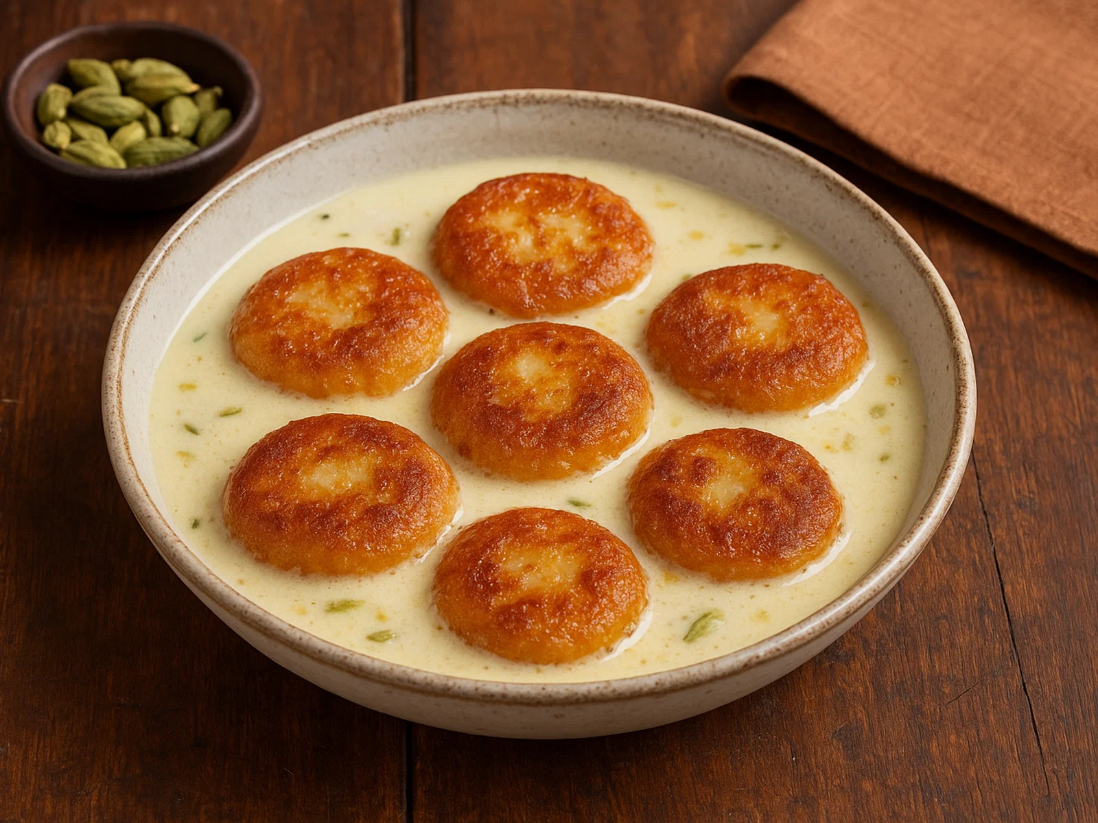 Rasabali – frittierte Käseküchlein in gesüßter Milch