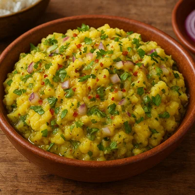 Aloo Pitika – Assamese Kartoffelstampf mit Senföl und Zwiebel