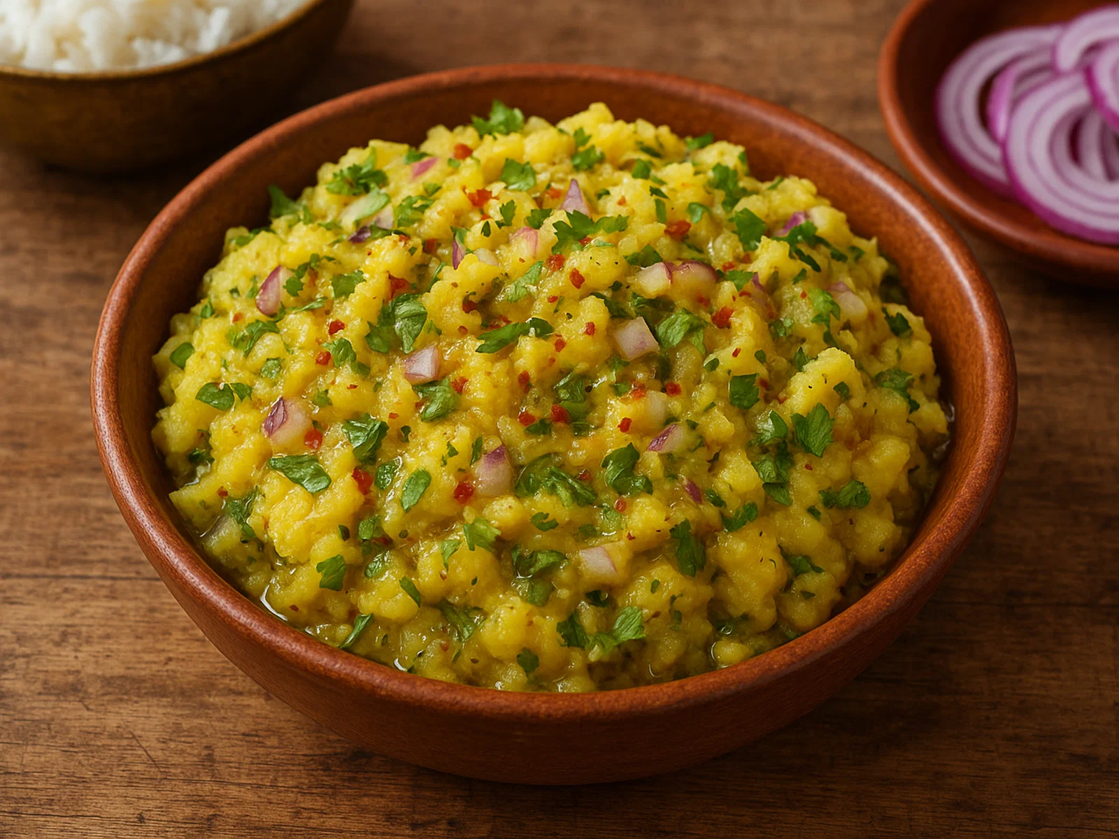 Aloo Pitika – Assamese Kartoffelstampf mit Senföl und Zwiebel