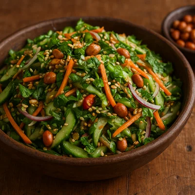 Singju – Würziger Salat aus rohem Gemüse und Kräutern