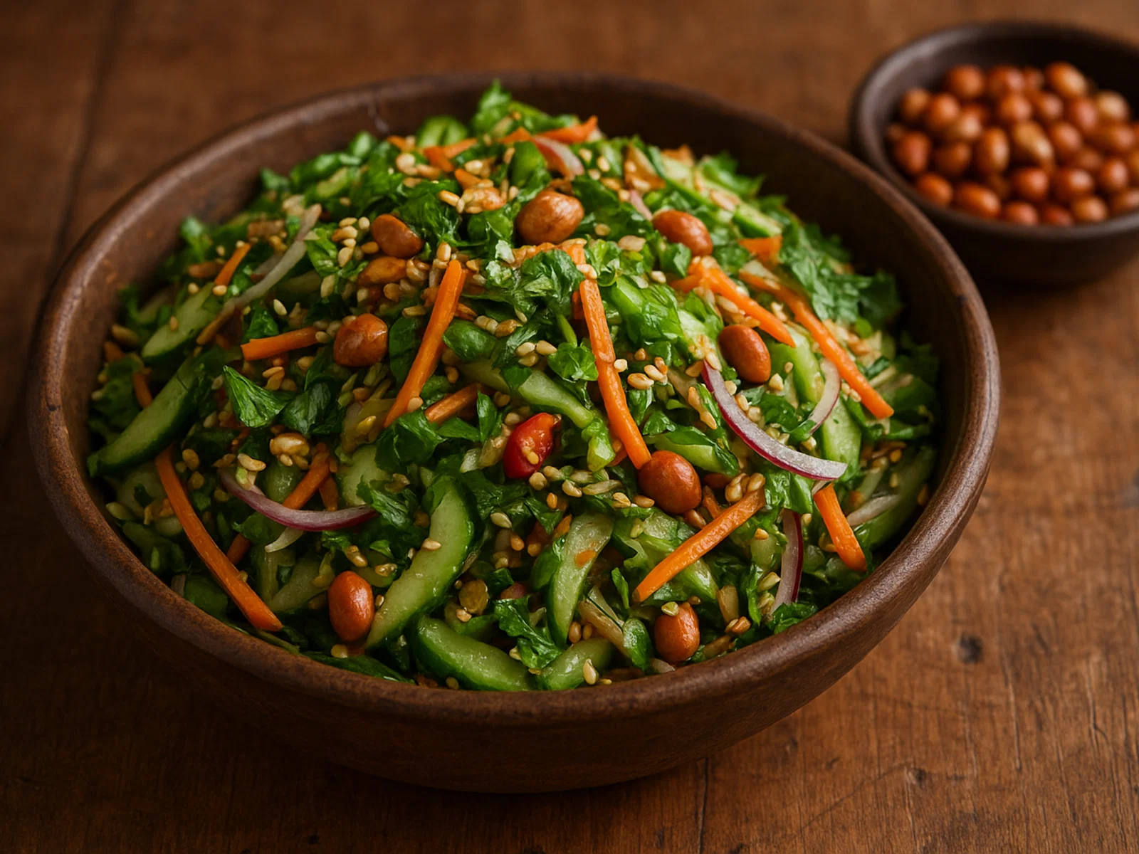 Singju – Würziger Salat aus rohem Gemüse und Kräutern
