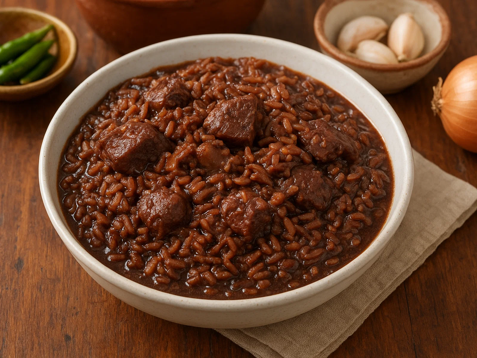 Jadoh – Khasi-Reis mit Schweinefleisch und Blut