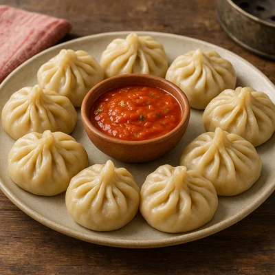 Momos – gedämpfte gefüllte Teigtaschen