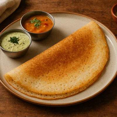 Knusprige Dosa (fermentierte Reis-Linsen-Pfannkuchen)