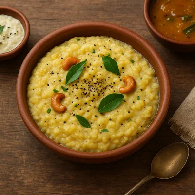Ven Pongal (herzhafter Reis-Mung-Dal-Brei mit Pfeffer)