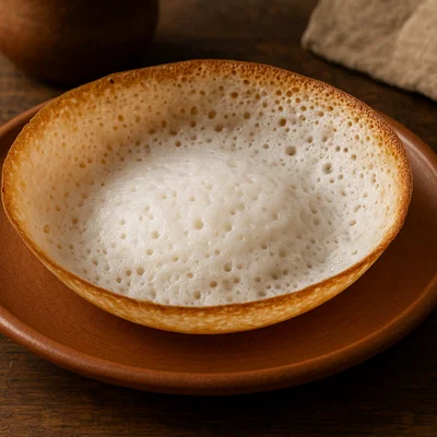 Appam – schälchenförmige fermentierte Reis-Kokos-Pfannkuchen