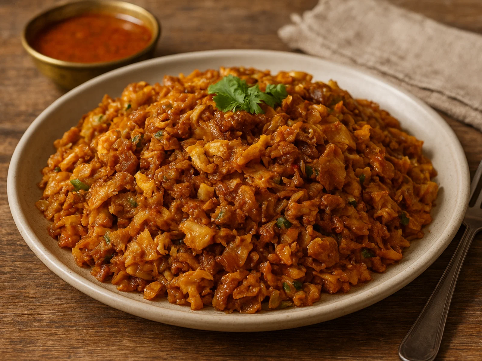 Kothu Parotta – würzig gehacktes Parotta mit Ei, Fleisch und Soße