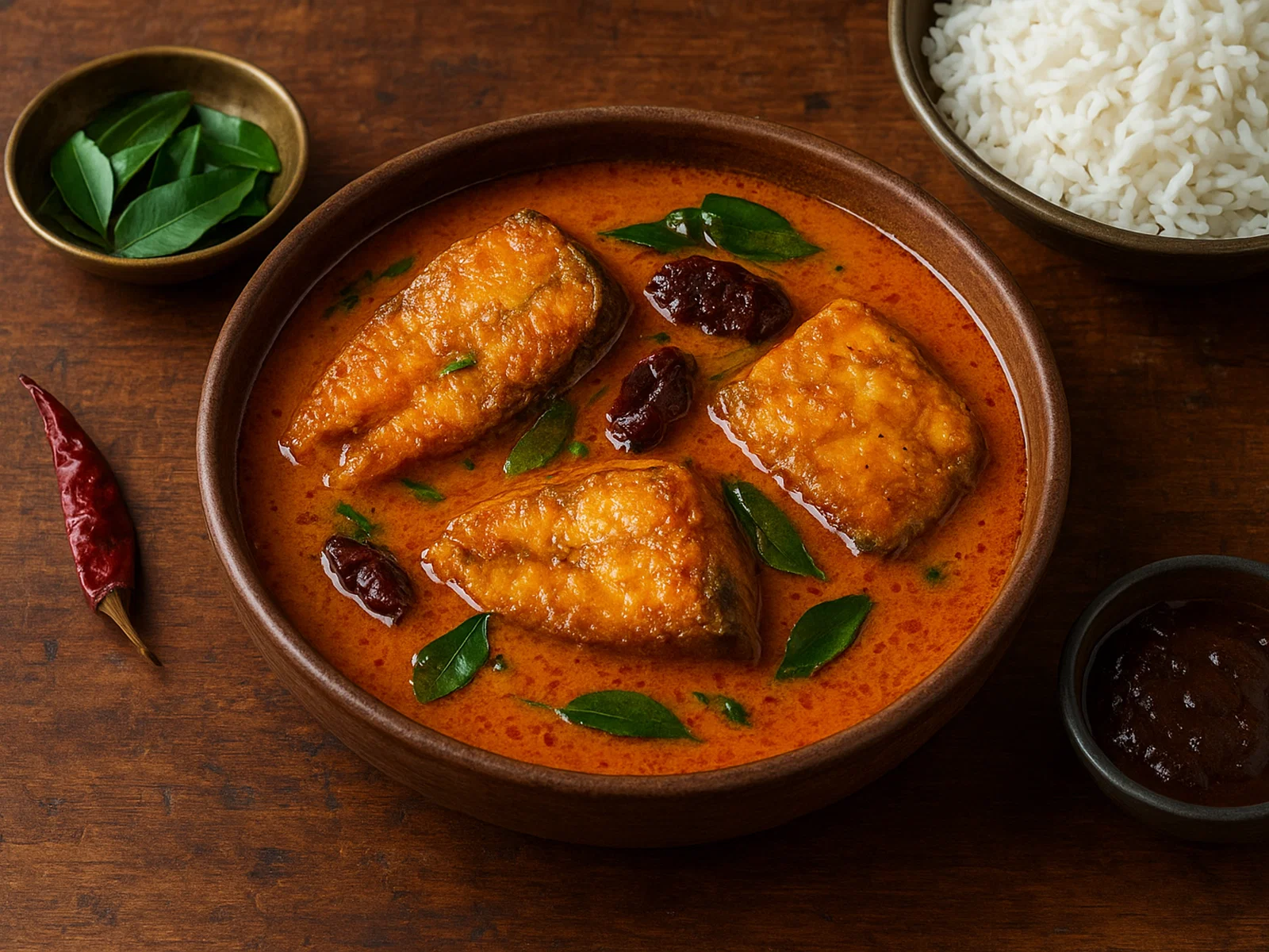Kerala Fish Curry mit Kokosmilch und Kokum/Tamarinde