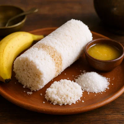 Puttu – gedämpfte Zylinder aus Reismehl und Kokos