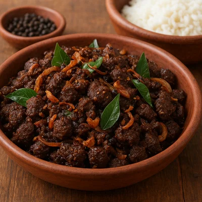Beef Ularthiyathu – Trocken geröstetes Rindfleisch mit Kokos
