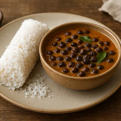 Puttu mit schwarzem Kichererbsencurry (Puttu Kadala)