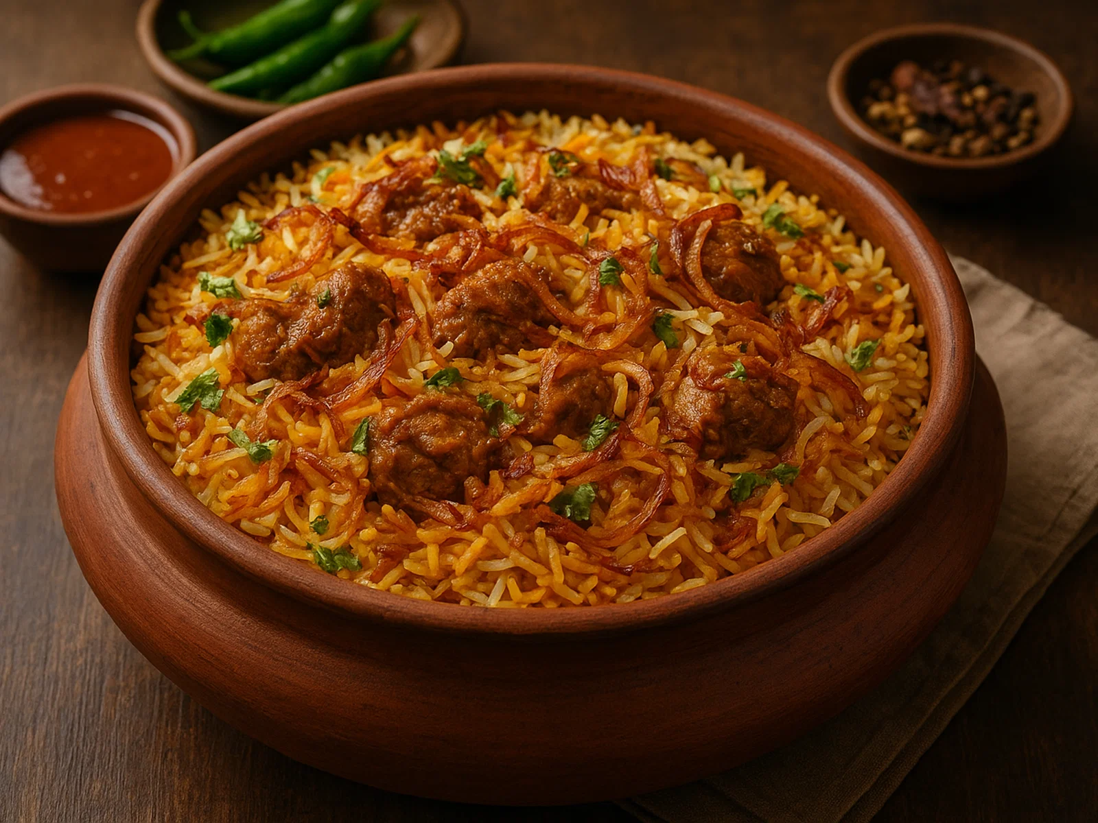Hyderabadi Dum Biryani mit Safran und zartem Fleisch
