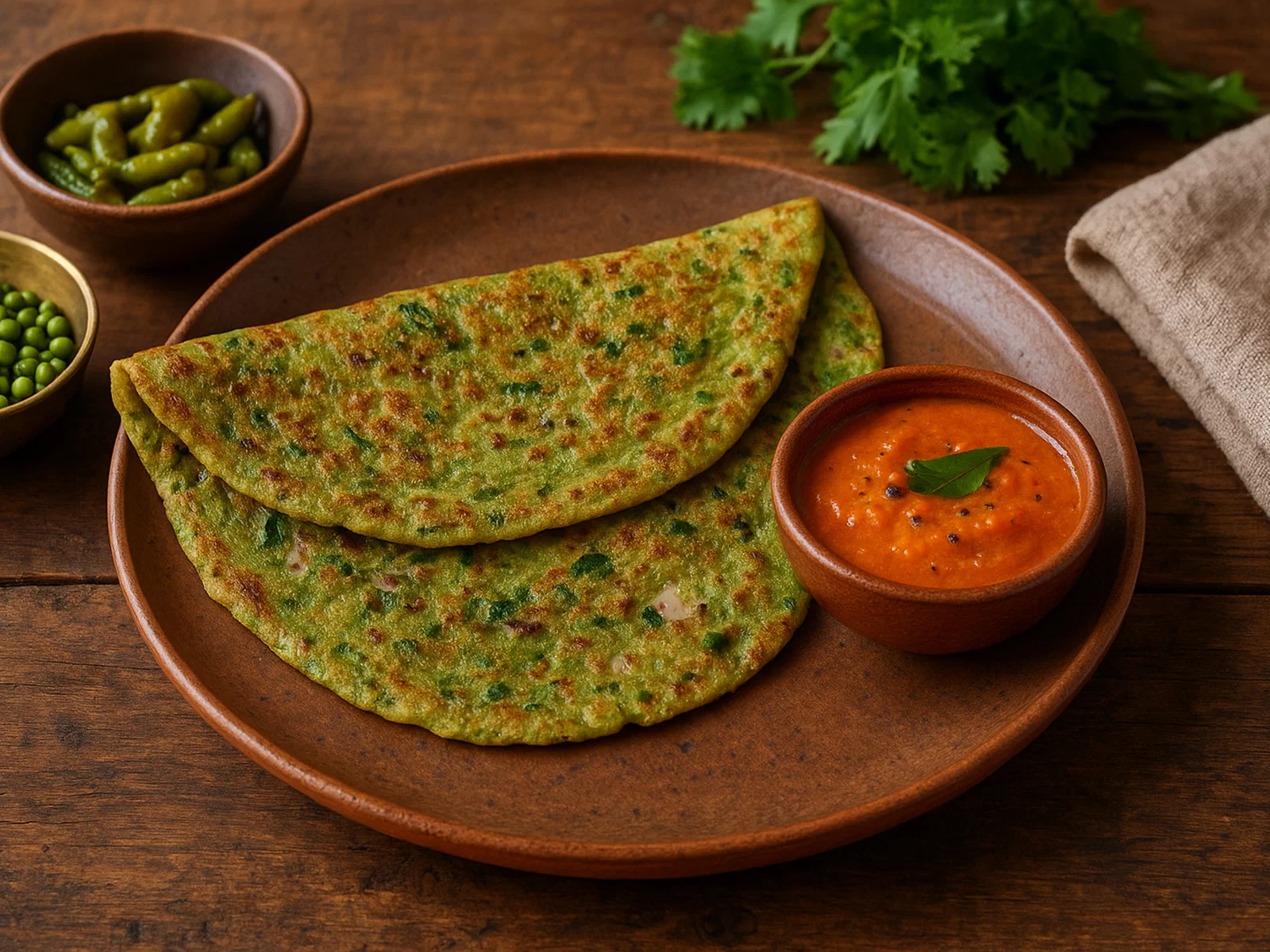 Pesarattu – herzhafte Pfannkuchen aus grünen Mungbohnen
