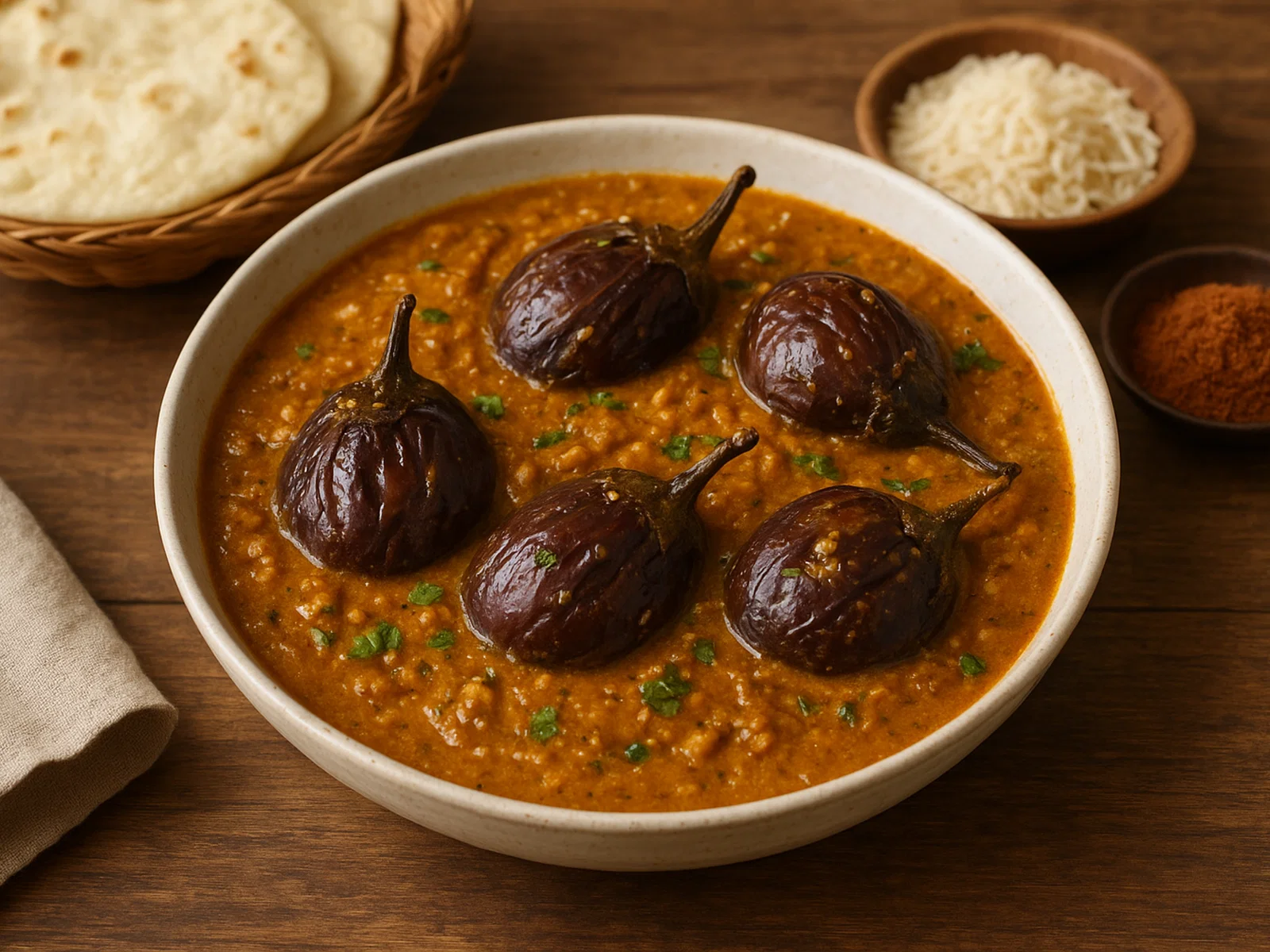 Bagara Baingan – Auberginen in Erdnuss-Sesam-Sauce