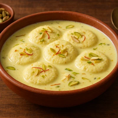 Rasmalai – indische Käseküchlein in Safranmilch