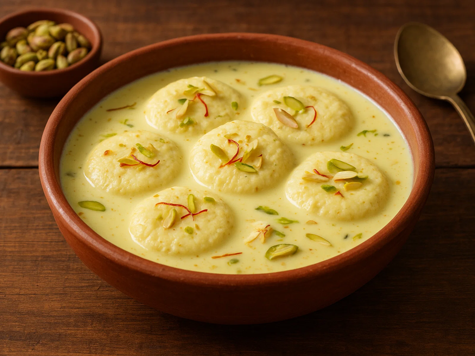 Rasmalai – indische Käseküchlein in Safranmilch