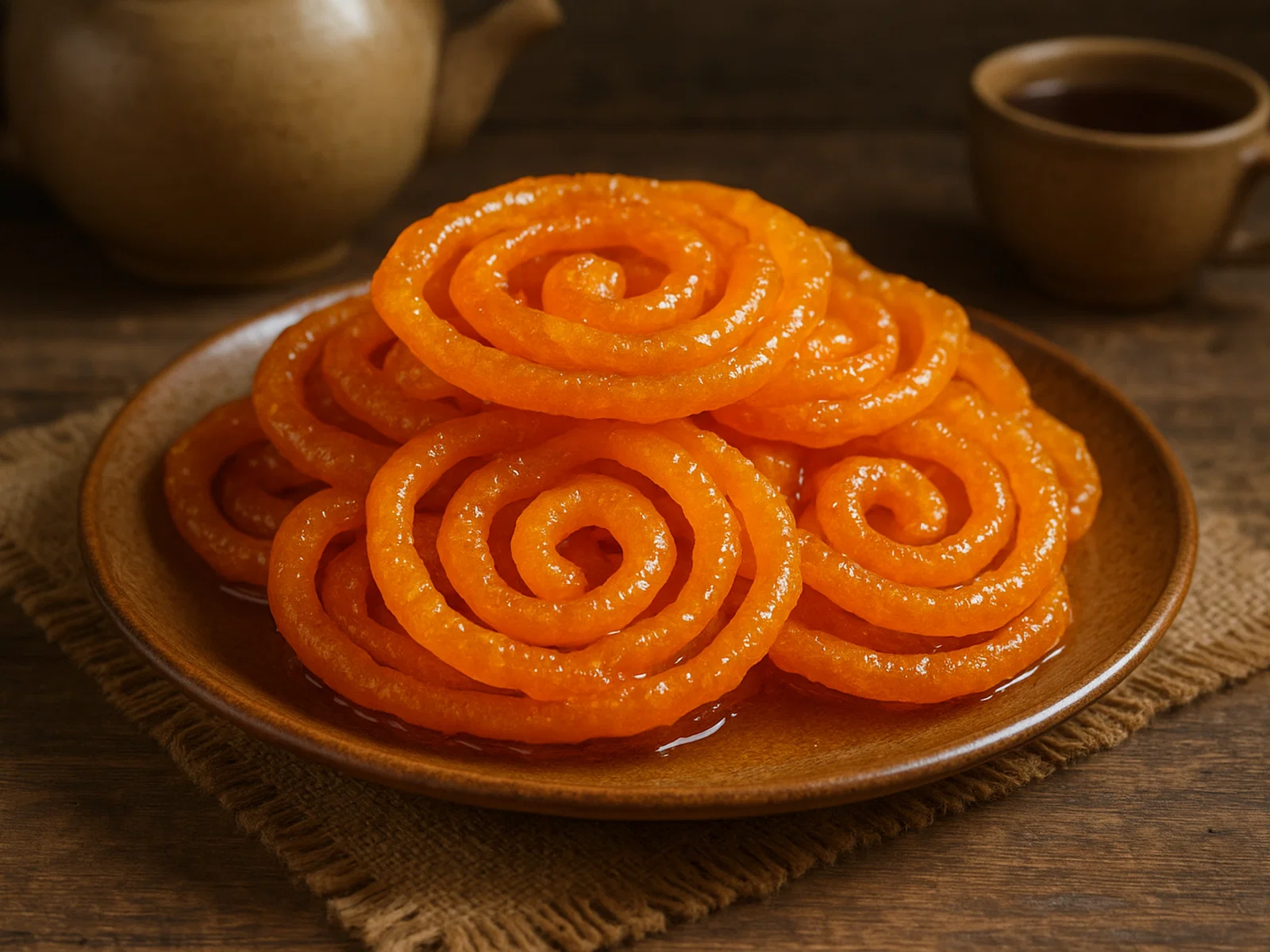 Jalebi – knusprige in Sirup getränkte Teigspiralen