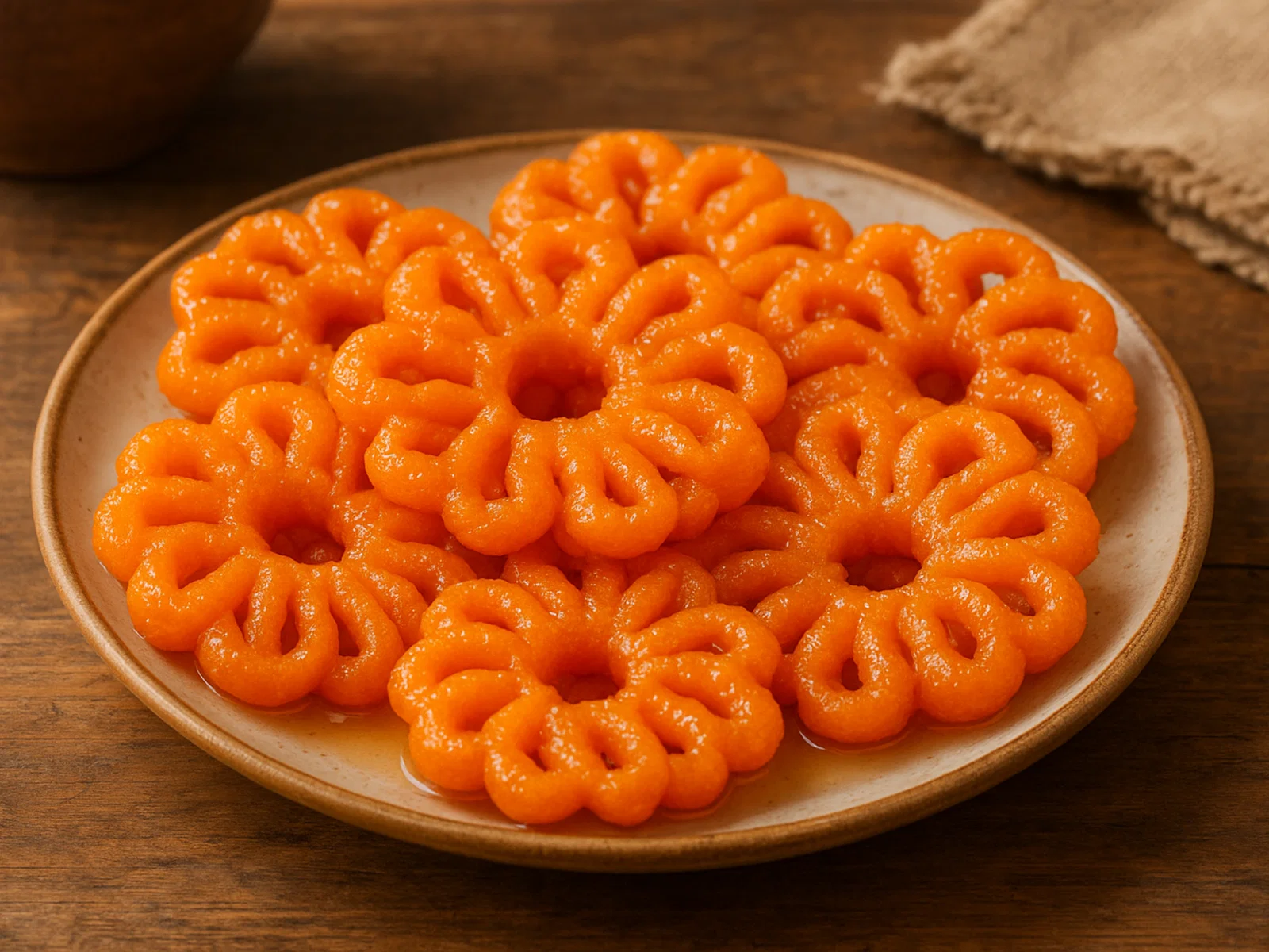 Imarti – blütenförmige Linsenmehl-Spiralen in Zuckersirup