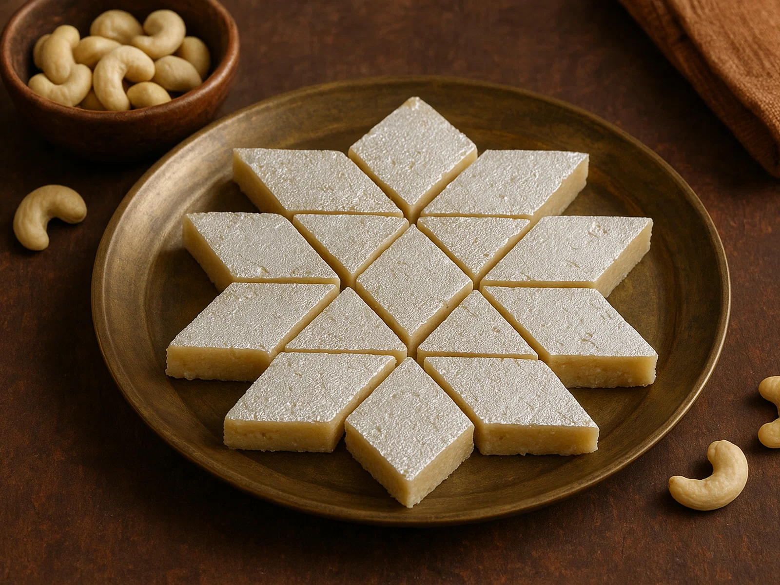 Kaju Katli – Indisches Cashew-Konfekt in Rautenform