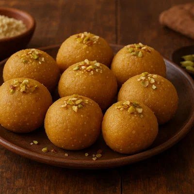 Besan Ladoo (indische Kichererbsen-Ghee-Kugeln)