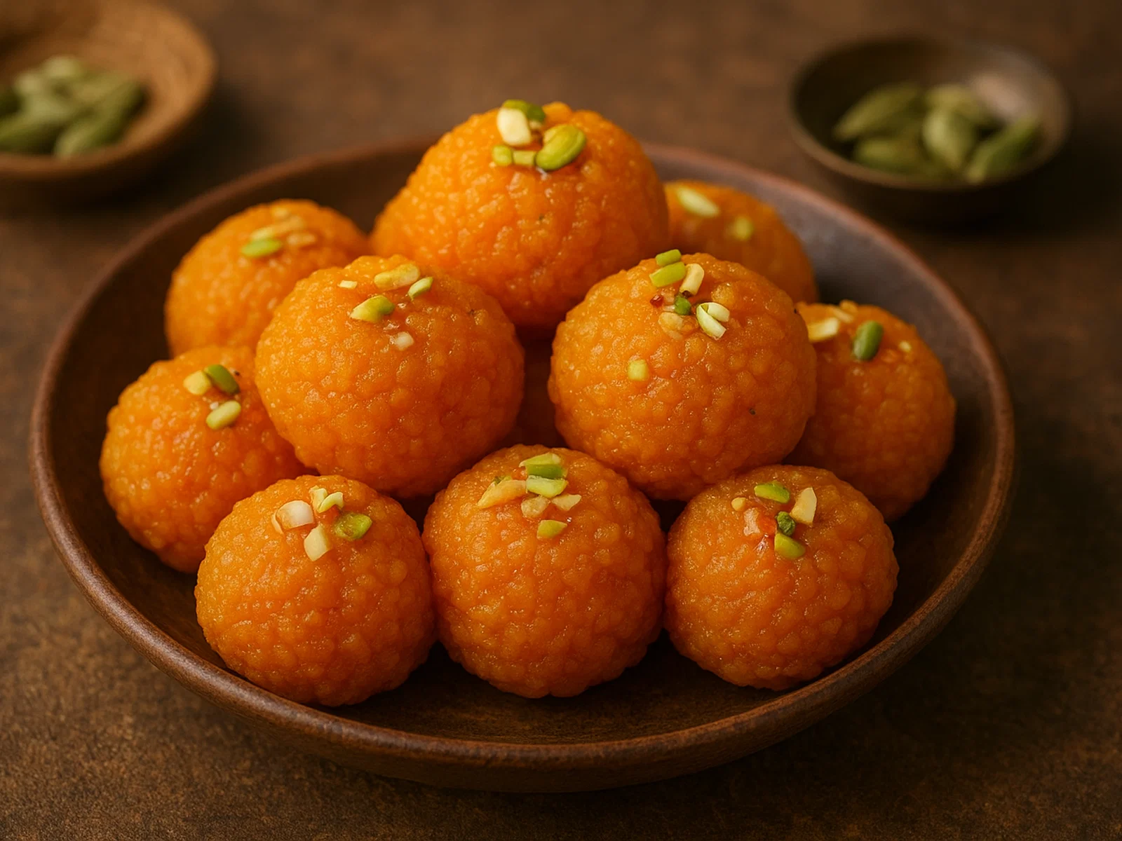 Motichoor Ladoo (indische Kichererbsenmehl-Süßigkeit)