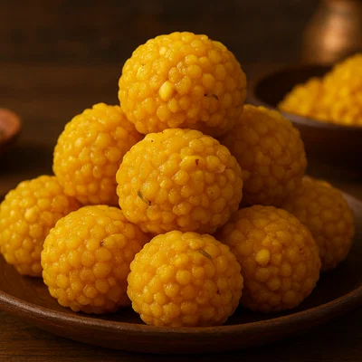 Boondi Ladoo (indische Kichererbsen-Sirupkugeln)