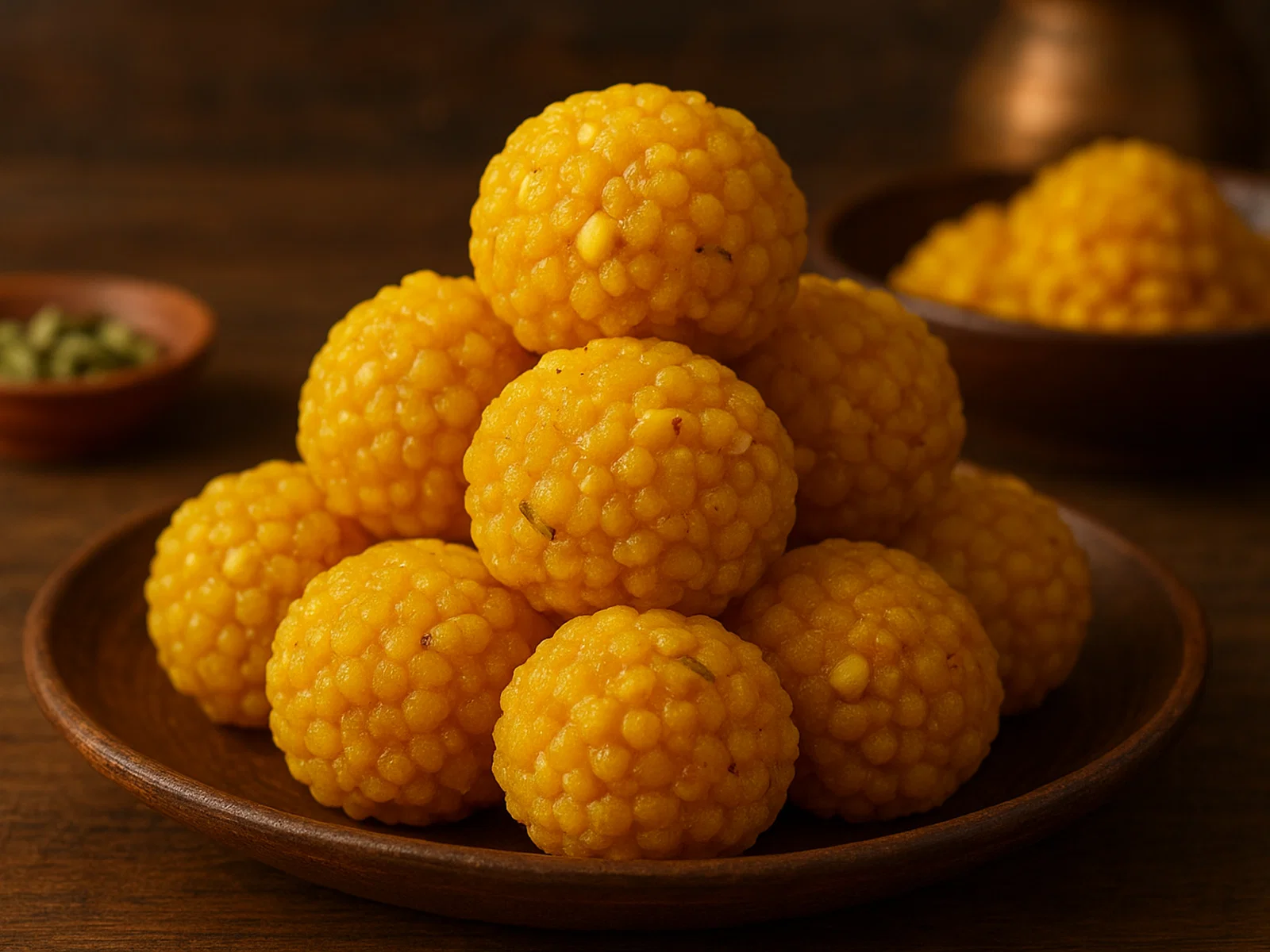 Boondi Ladoo (indische Kichererbsen-Sirupkugeln)