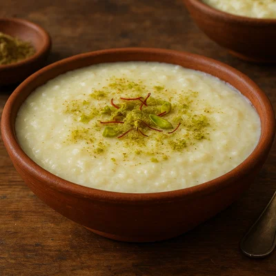 Phirni – Indischer Milchreis-Pudding mit gemahlenem Reis