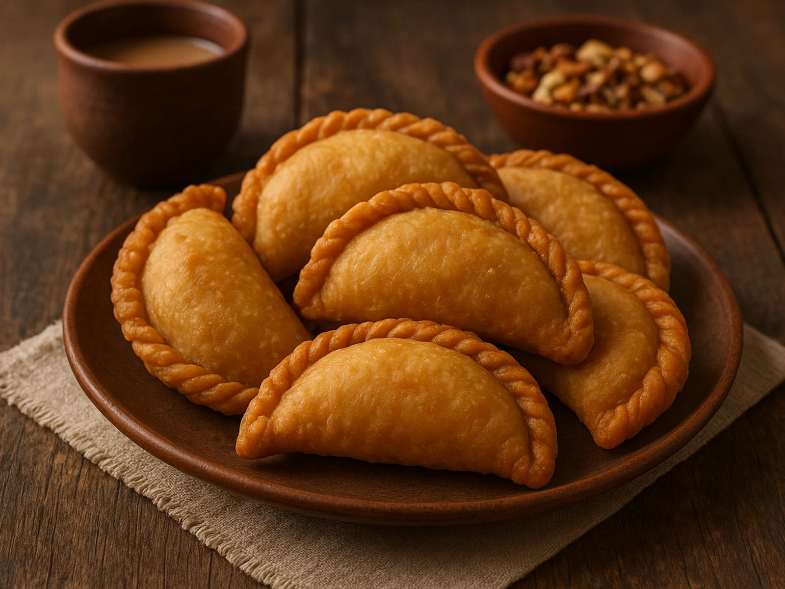 Gujiya – Indische frittierte Teigtaschen mit Khoya und Nussfüllung