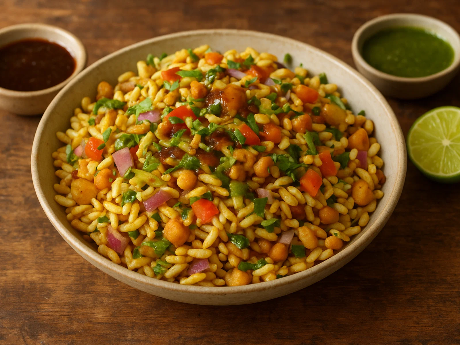 Bhel Puri – Würziger Puffreis-Snack mit Chutneys