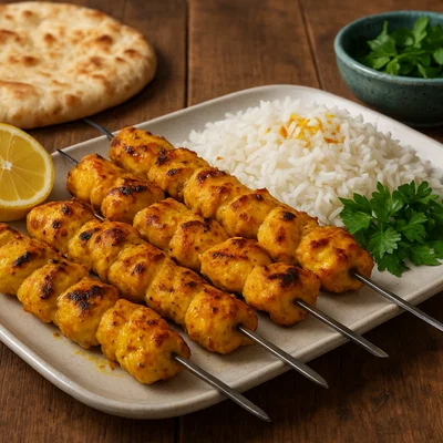 Jujeh Kabab – Safran-Joghurt-Hähnchenspieße