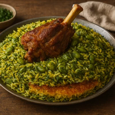 Baghali Polo mit Lamm (Dill-Saubohnen-Reis)
