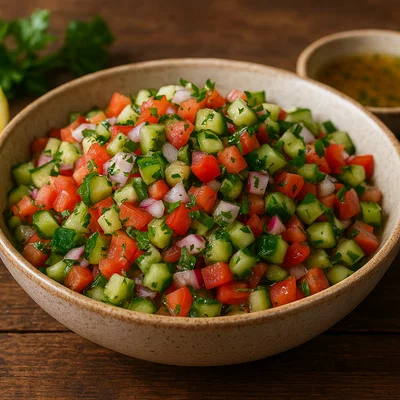Salat Shirazi – persischer Gurken-Tomaten-Zwiebel-Salat