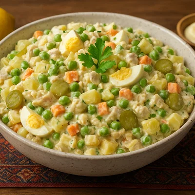Salad Olivieh – Iranischer Kartoffel-Hähnchen-Salat
