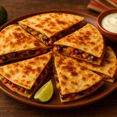 Quesadillas mit Käse und würziger Gemüsefüllung
