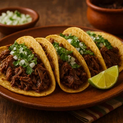 Tacos de Barbacoa mit gedämpftem Lammfleisch