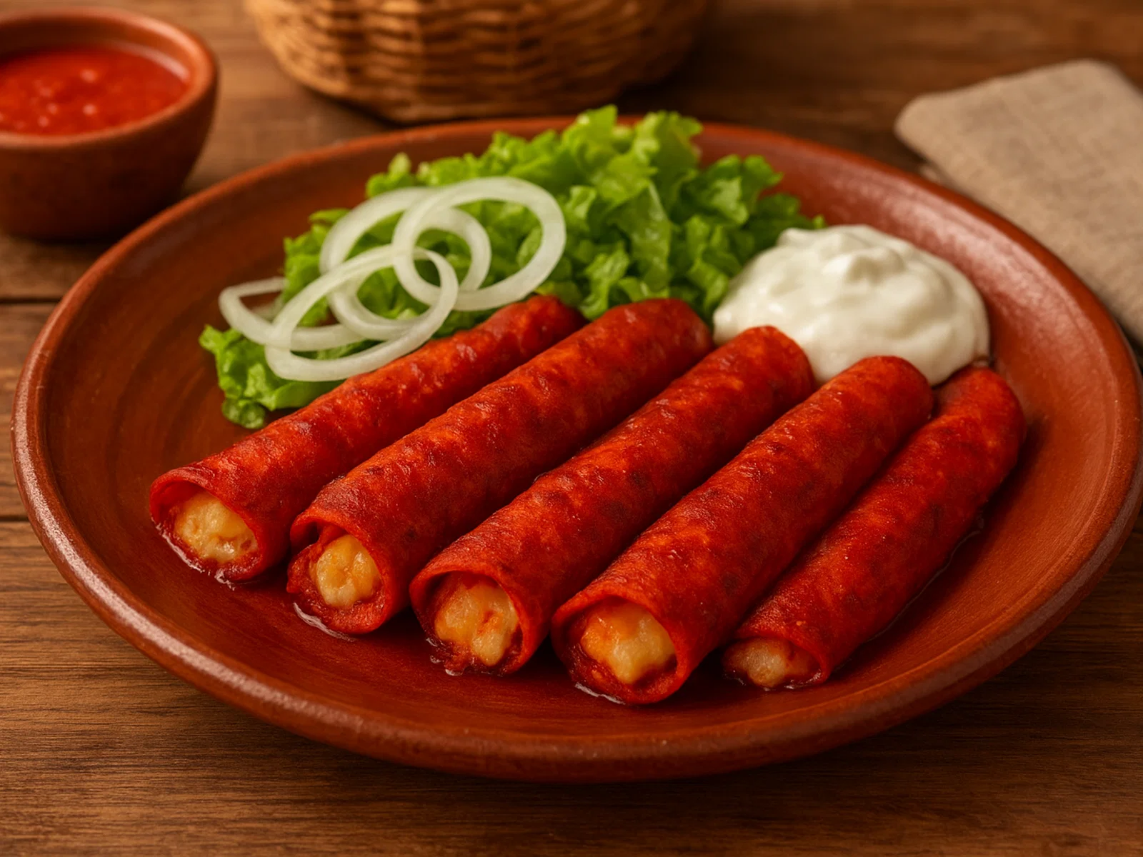 Enchiladas potosinas (rote Käse-Mini-Enchiladas)